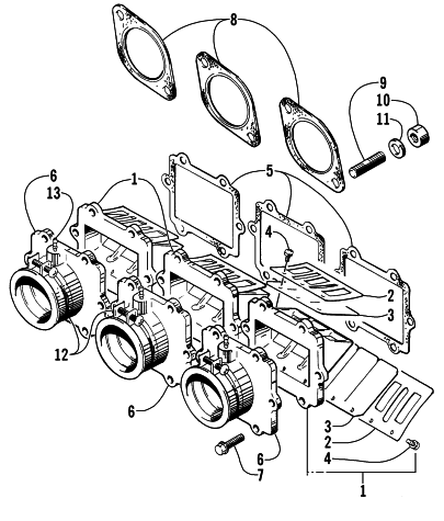 Parts Diagram for Arctic Cat 1999 THUNDERCAT SNOWMOBILE REED VALVE ASSEMBLY