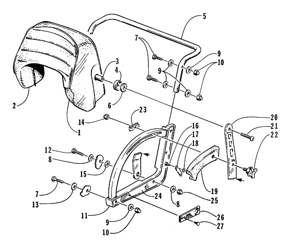 Parts Diagram for Arctic Cat 1996 PANTERA SNOWMOBILE BACKREST ASSEMBLY