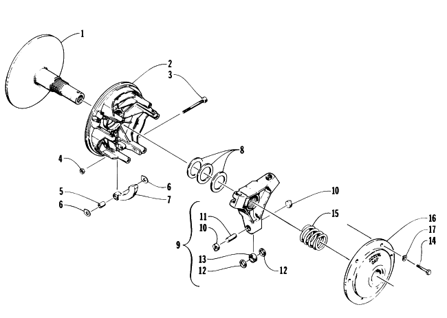 Parts Diagram for Arctic Cat 1996 ZR 580 SNOWMOBILE DRIVE CLUTCH