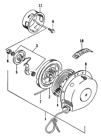 Parts Diagram for Arctic Cat 1995 EXT EFI MOUNTAIN CAT DEEP LUG SNOWMOBILE RECOIL STARTER