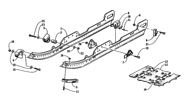 Parts Diagram for Arctic Cat 1995 ZR 440 SNOWMOBILE SLIDE RAIL AND TRACK ASSEMBLY