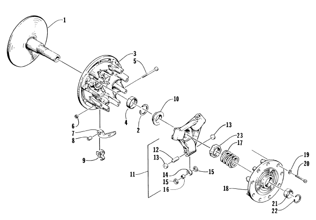 Parts Diagram for Arctic Cat 1996 JAG DELUXE SNOWMOBILE DRIVE CLUTCH
