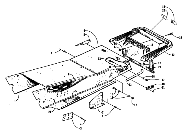 Parts Diagram for Arctic Cat 1995 ZR 440 SNOWMOBILE TUNNEL AND REAR BUMPER