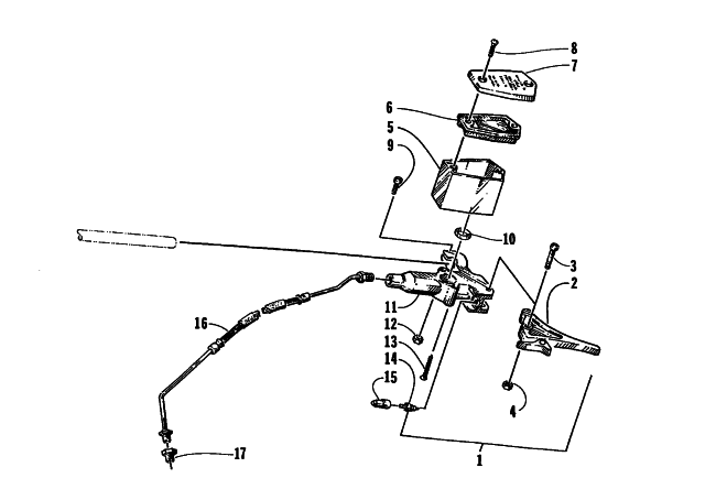 Parts Diagram for Arctic Cat 1995 ZR 440 SNOWMOBILE HYDRAULIC BRAKE CONTROL ASSEMBLY