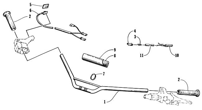 Parts Diagram for Arctic Cat 1997 ZR 440 SNOWMOBILE HANDLEBAR ASSEMBLY