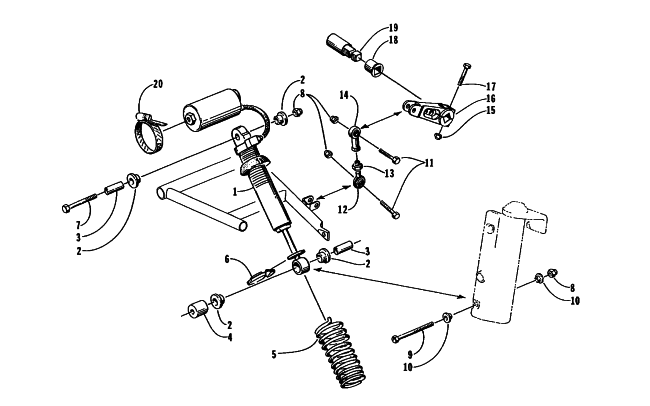 Parts Diagram for Arctic Cat 1995 ZR 440 SNOWMOBILE SHOCK ABSORBER AND SWAY BAR ASSEMBLY