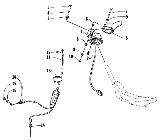Parts Diagram for Arctic Cat 1996 EXT EFI SNOWMOBILE THROTTLE CONTROL ASSEMBLY