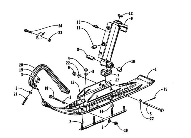 Parts Diagram for Arctic Cat 1995 ZR 440 SNOWMOBILE SKI AND SPINDLE ASSEMBLY