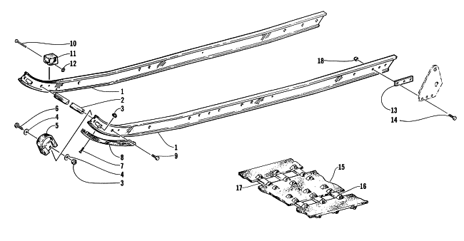 Parts Diagram for Arctic Cat 2000 BEARCAT WIDE TRACK () SNOWMOBILE SLIDE RAIL AND TRACK ASSEMBLY