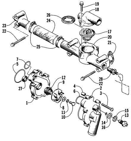 Parts Diagram for Arctic Cat 1999 ZRT 800 SNOWMOBILE WATER PUMP/WATER MANIFOLD