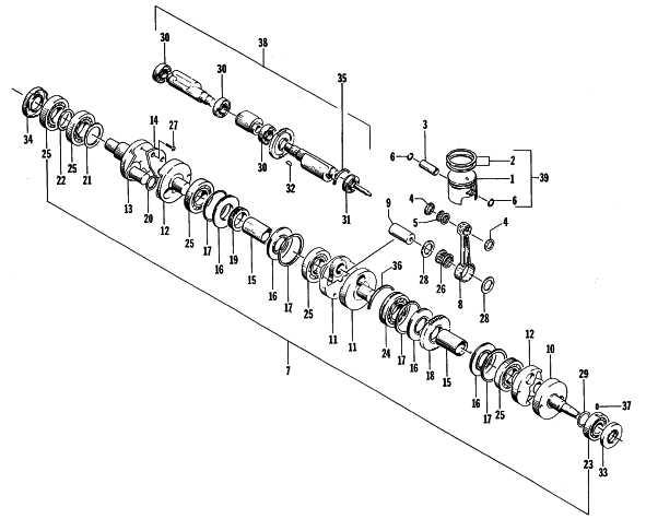 Parts Diagram for Arctic Cat 1996 THUNDERCAT MOUNTAIN SNOWMOBILE PISTON AND CRANKSHAFT