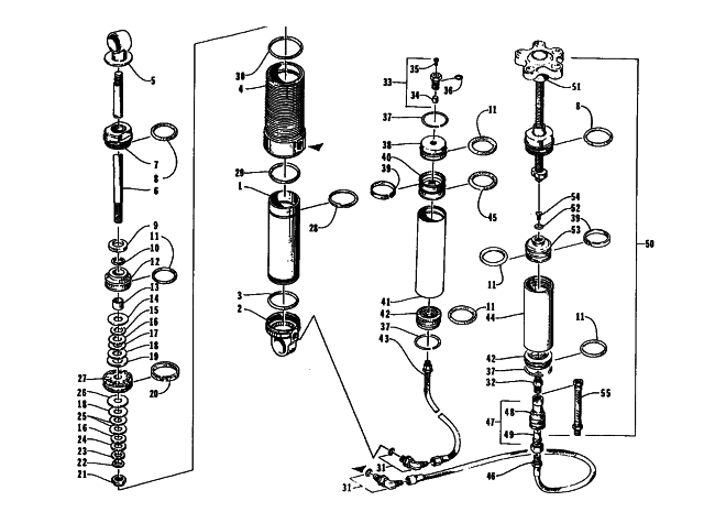 Parts Diagram for Arctic Cat 1995 ZR 440 SNOWMOBILE REAR SUSPENSION - FRONT ARM SHOCK ABSORBER