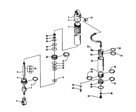 Parts Diagram for Arctic Cat 1995 ZR 440 SNOWMOBILE FRONT SUSPENSION SHOCK ABSORBER