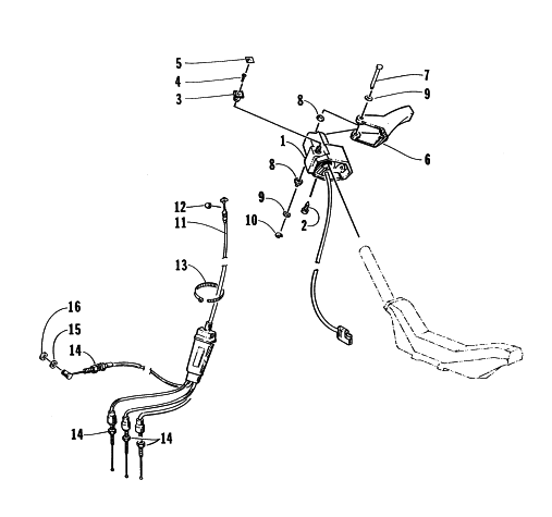 Parts Diagram for Arctic Cat 1997 POWDER EXTREME SNOWMOBILE THROTTLE CONTROL ASSEMBLY