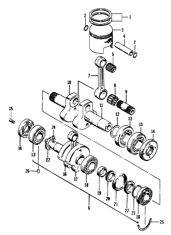 Parts Diagram for Arctic Cat 1994 CHEETAH 440 1-SPEED SNOWMOBILE PISTON AND CRANKSHAFT