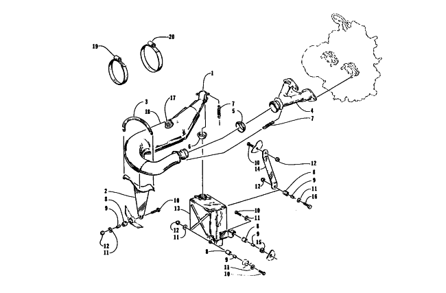 Parts Diagram for Arctic Cat 1995 ZR 440 SNOWMOBILE EXHAUST ASSEMBLY