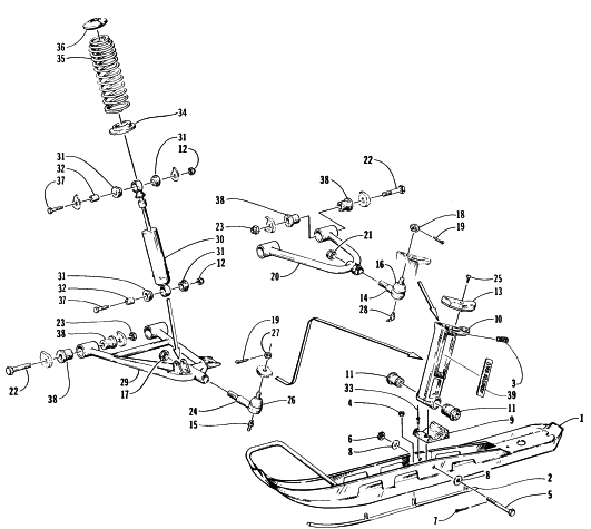 Parts Diagram for Arctic Cat 1996 PUMA 2-UP SNOWMOBILE SKI AND FRONT SUSPENSION