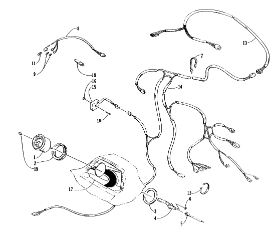 Parts Diagram for Arctic Cat 1996 PUMA 2-UP SNOWMOBILE INSTRUMENTS AND WIRING ASSEMBLIES