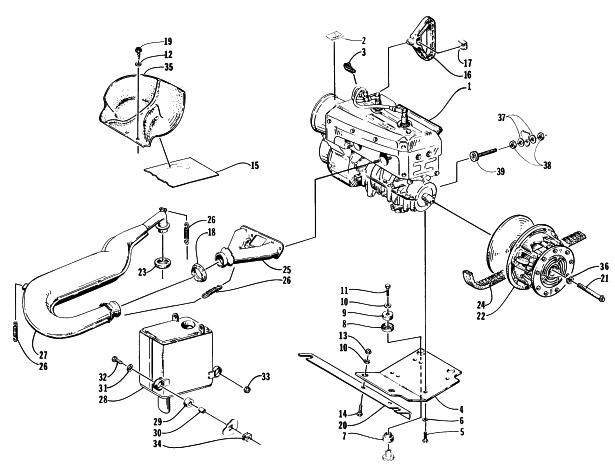 Parts Diagram for Arctic Cat 1996 PUMA SNOWMOBILE ENGINE AND RELATED PARTS