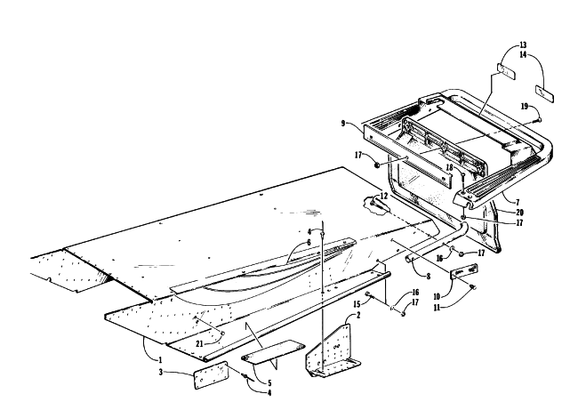 Parts Diagram for Arctic Cat 1996 PUMA SNOWMOBILE TUNNEL AND REAR BUMPER
