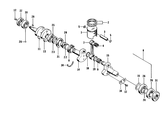 Parts Diagram for Arctic Cat 1996 BEARCAT 340 SNOWMOBILE PISTON AND CRANKSHAFT