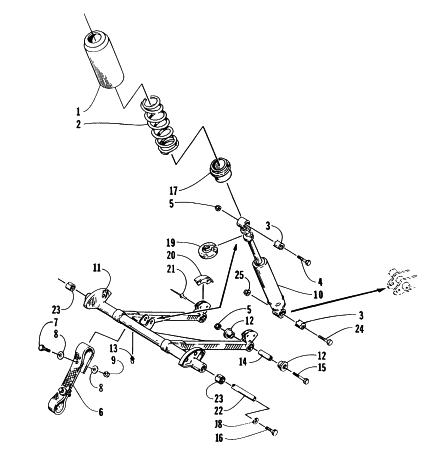 Parts Diagram for Arctic Cat 1996 COUGAR MOUNTAIN CAT SNOWMOBILE REAR SUSPENSION FRONT ARM ASSEMBLY