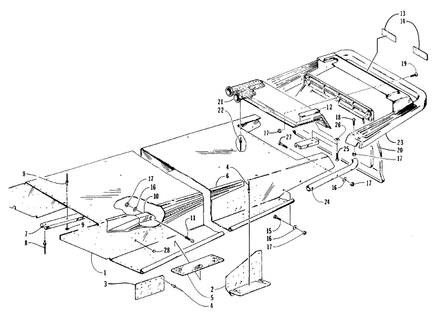 Parts Diagram for Arctic Cat 1996 COUGAR MOUNTAIN CAT SNOWMOBILE TUNNEL AND REAR BUMPER