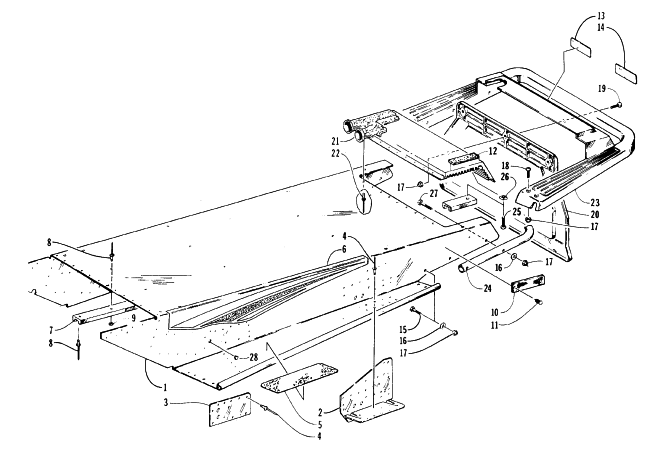 Parts Diagram for Arctic Cat 1996 COUGAR SNOWMOBILE TUNNEL AND REAR BUMPER