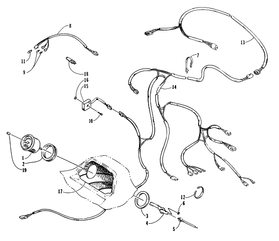 Parts Diagram for Arctic Cat 1996 JAG SNOWMOBILE INSTRUMENTS AND WIRING ASSEMBLIES