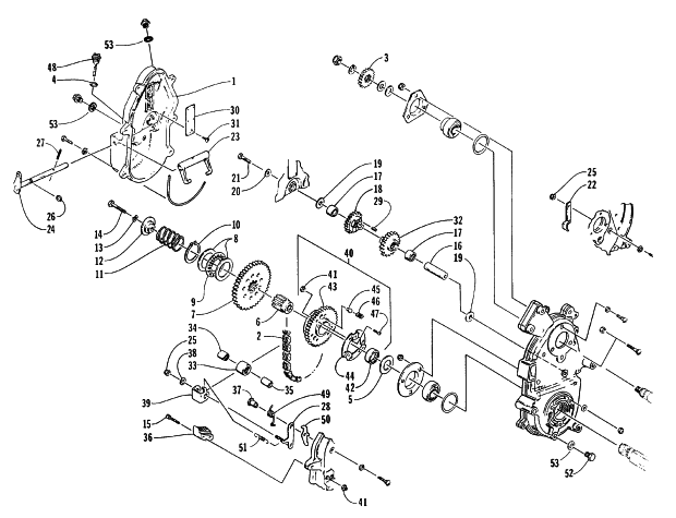 Parts Diagram for Arctic Cat 1996 JAG LIQUID SNOWMOBILE DRIVE/REVERSE DROPCASE ASSEMBLY