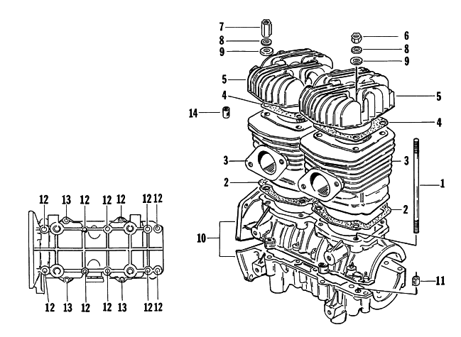 Parts Diagram for Arctic Cat 1996 JAG DELUXE SNOWMOBILE CRANKCASE AND CYLINDER