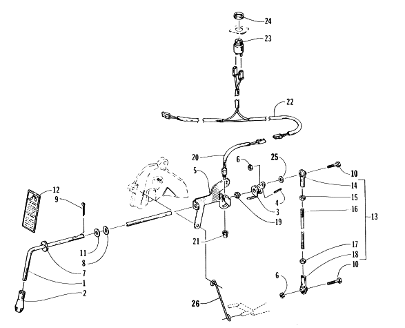 Parts Diagram for Arctic Cat 1996 PUMA 2-UP SNOWMOBILE REVERSE SHIFT LEVER ASSEMBLY