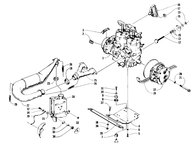Parts Diagram for Arctic Cat 1996 JAG LIQUID SNOWMOBILE ENGINE AND RELATED PARTS