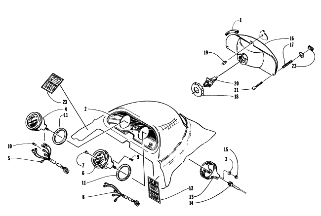 Parts Diagram for Arctic Cat 1996 COUGAR 2-UP SNOWMOBILE HEADLIGHT AND INSTRUMENT POD