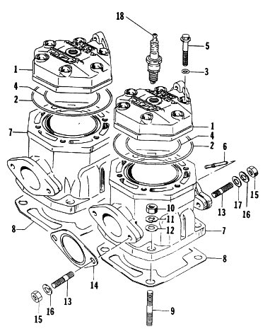 Parts Diagram for Arctic Cat 1998 ZL 440 SNOWMOBILE CYLINDER AND HEAD ASSEMBLY