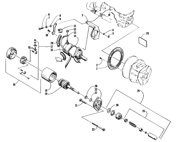 Parts Diagram for Arctic Cat 1996 JAG LIQUID SNOWMOBILE ELECTRIC START ASSEMBLY