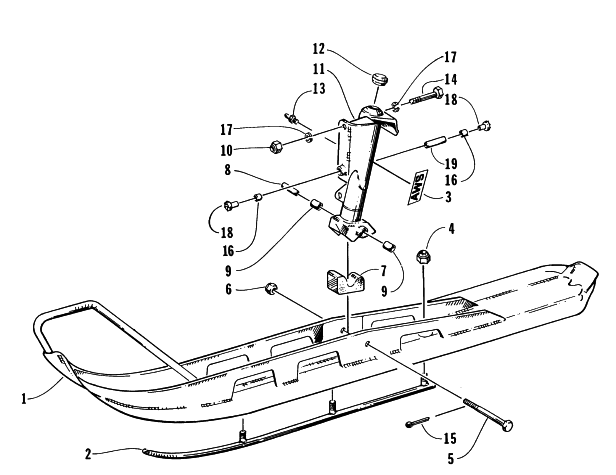 Parts Diagram for Arctic Cat 1996 EXT 580 SNOWMOBILE SKI AND SPINDLE ASSEMBLY