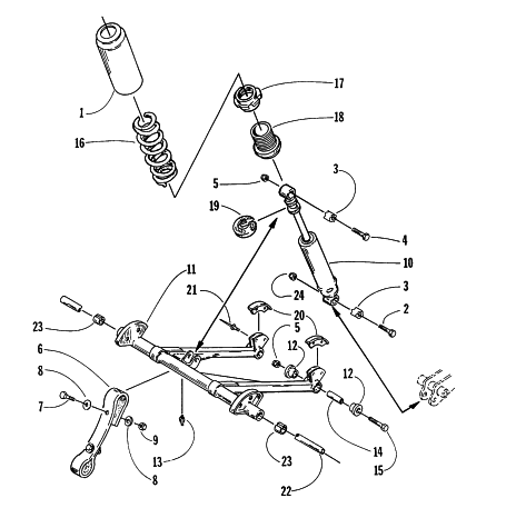 Parts Diagram for Arctic Cat 1996 EXT EFI SNOWMOBILE REAR SUSPENSION FRONT ARM ASSEMBLY