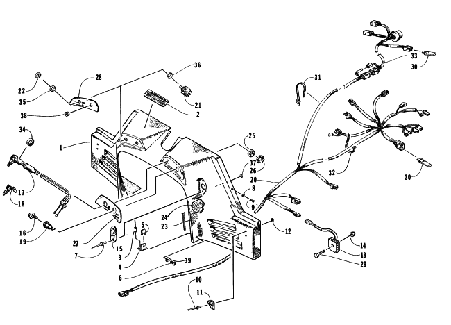 Parts Diagram for Arctic Cat 1996 EXT 580 SNOWMOBILE CONSOLE, SWITCHES, AND WIRING ASSEMBLIES