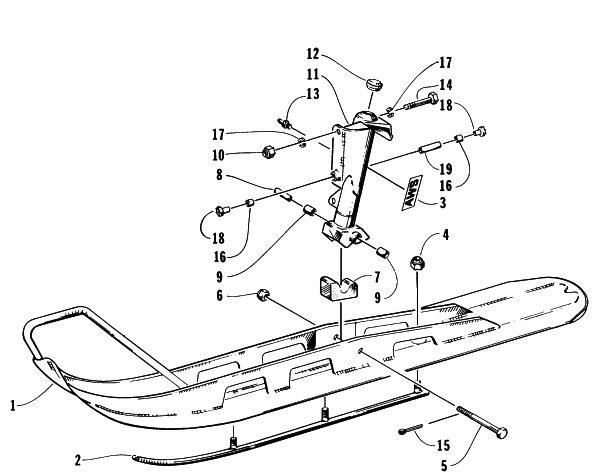 Parts Diagram for Arctic Cat 1996 ZR 580 EFI SNOWMOBILE SKI AND SPINDLE ASSEMBLY