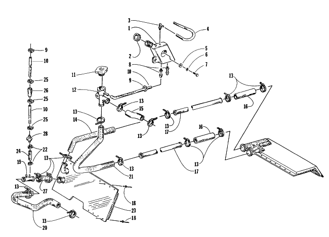 Parts Diagram for Arctic Cat 1996 EXT 580 SNOWMOBILE COOLING ASSEMBLY