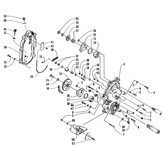 Parts Diagram for Arctic Cat 1996 EXT EFI SNOWMOBILE DRIVE/DROPCASE ASSEMBLY