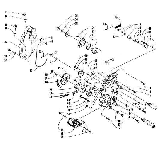 Parts Diagram for Arctic Cat 1996 ZR 580 EFI SNOWMOBILE DRIVE/DROPCASE ASSEMBLY