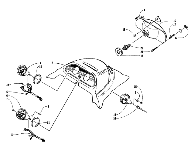 Parts Diagram for Arctic Cat 1996 EXT POWDER SPECIAL SNOWMOBILE HEADLIGHT AND INSTRUMENT POD