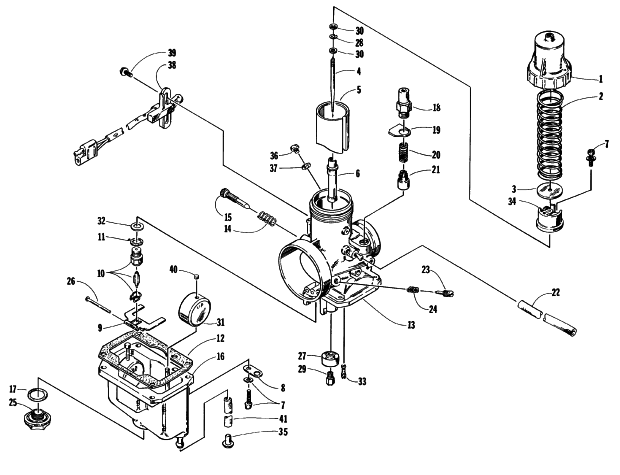 Parts Diagram for Arctic Cat 1996 EXT 580 SNOWMOBILE CARBURETOR