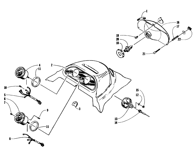 Parts Diagram for Arctic Cat 1996 Z 440 SNOWMOBILE HEADLIGHT AND INSTRUMENTS