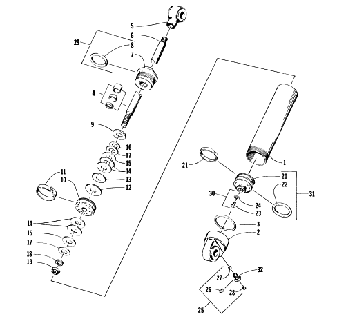 Parts Diagram for Arctic Cat 1996 ZR 580 SNOWMOBILE REAR SUSPENSION REAR ARM SHOCK ABSORBER