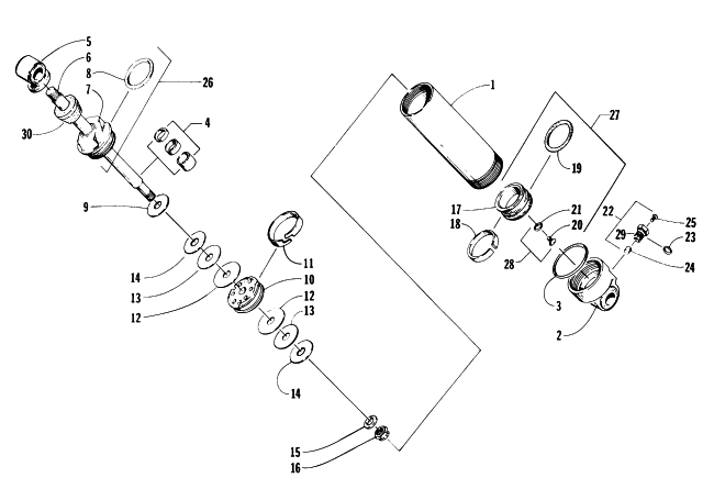 Parts Diagram for Arctic Cat 1996 ZR 580 SNOWMOBILE FRONT SUSPENSION SHOCK ABSORBER