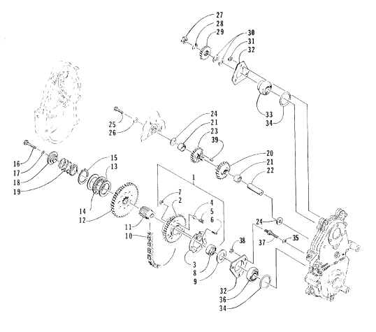 Parts Diagram for Arctic Cat 1998 COUGAR MOUNTAIN CAT SNOWMOBILE DRIVE/REVERSE DROPCASE ASSEMBLY