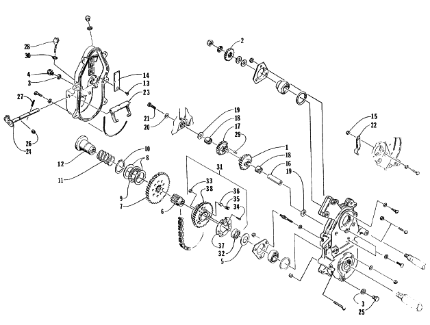 Parts Diagram for Arctic Cat 1997 Z 440 SNOWMOBILE DRIVE/REVERSE DROPCASE ASSEMBLY